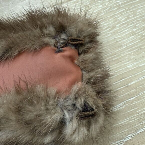 VTG Designed By Lora Genuine Mink Collar Scarf Brown Hook Eye Formal Party NYE - Picture 8 of 11